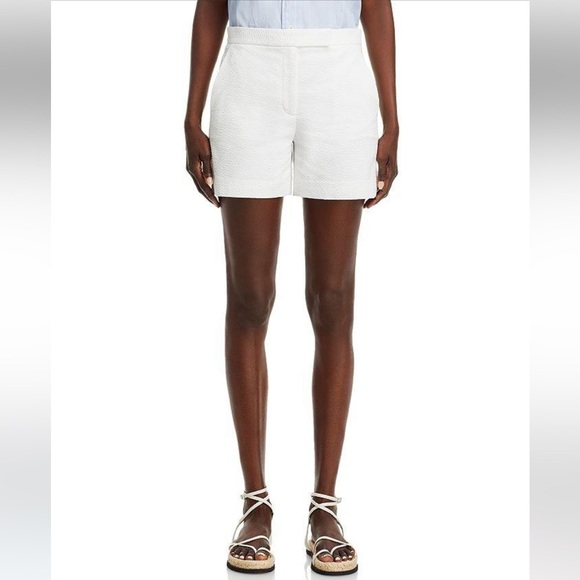 Theory Pants - Theory Waist Tab White Seersucker Shorts size 0 xs